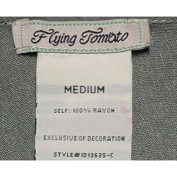 Flying Tomato Green Lace Bodice Tunic Top Medium Lightweight Soft Stretch Flowy - Picture 4 of 5